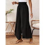 Women's High Waist Full-Length Solid Wide Leg Pants, Basic Vacation Style, Loose Breathable Daily Trousers for Spring, Summer & Autumn