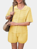 Women's Crochet Knit Tops and Shorts 2 Piece