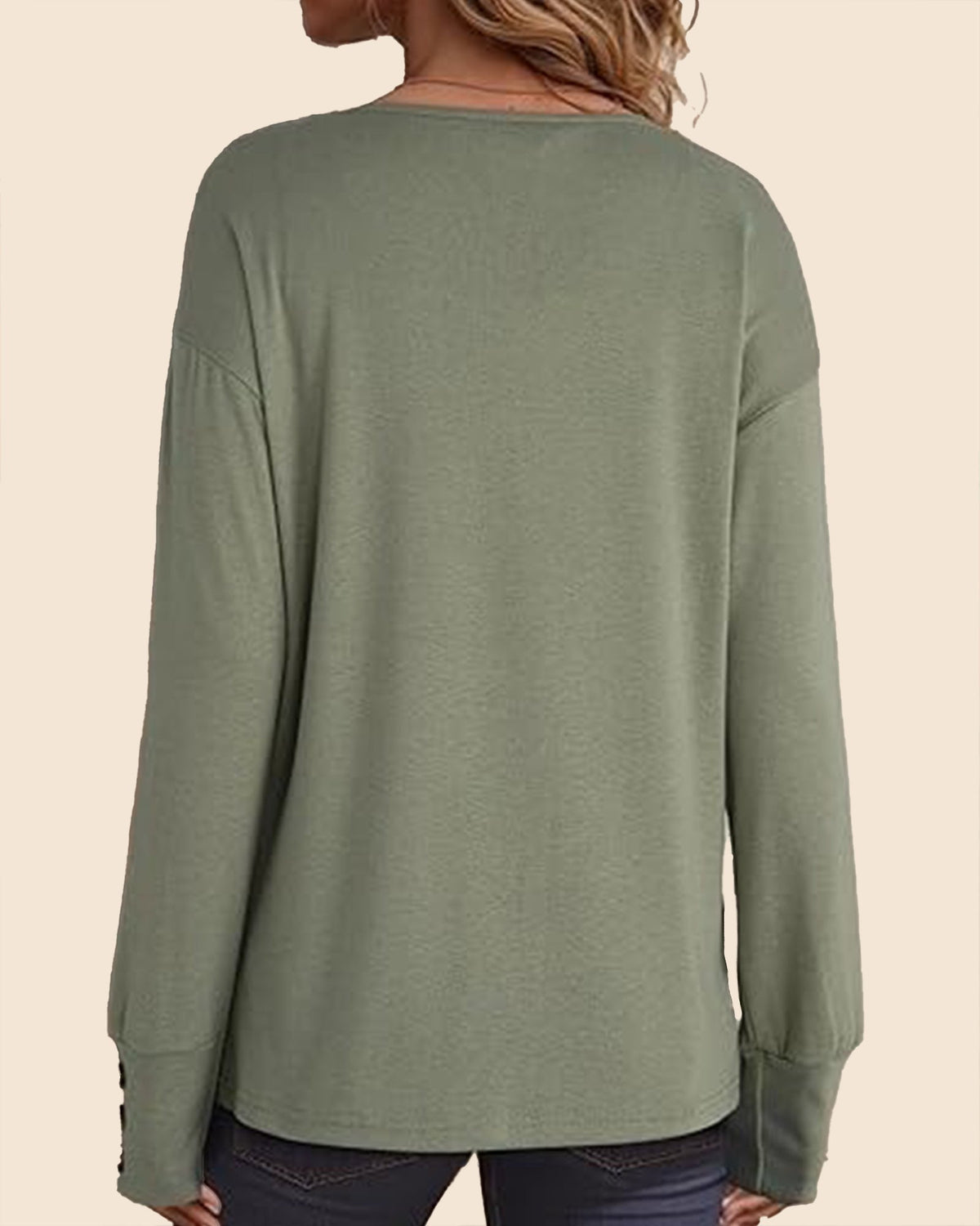 Women's Casual Long Sleeve V Neck Pullover Shirts