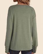 Women's Casual Long Sleeve V Neck Pullover Shirts