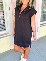 Women's Textured Zipper Pocket T-Shirt Dress