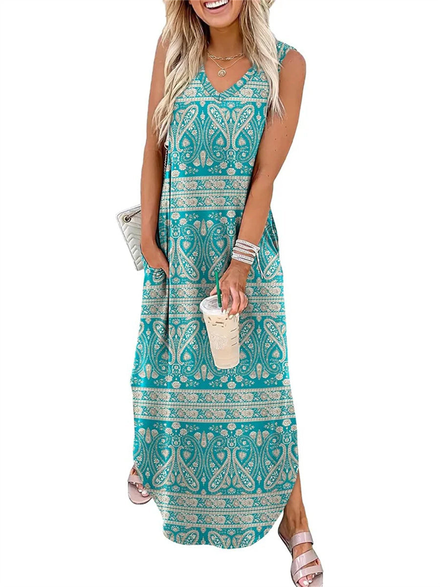 Women's Casual Side Slit Loose Tank Dress