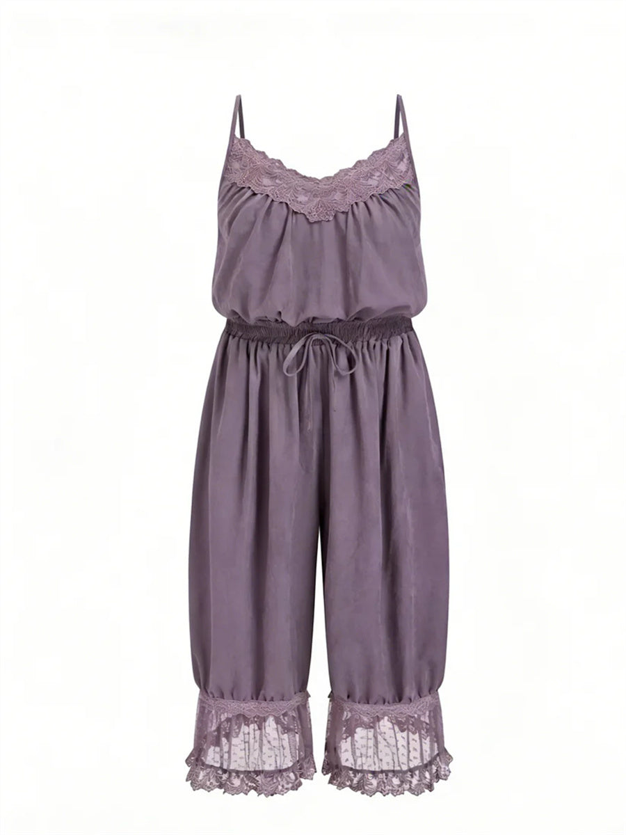 Women's Lace Camisole Jumpsuit with Cropped Trousers