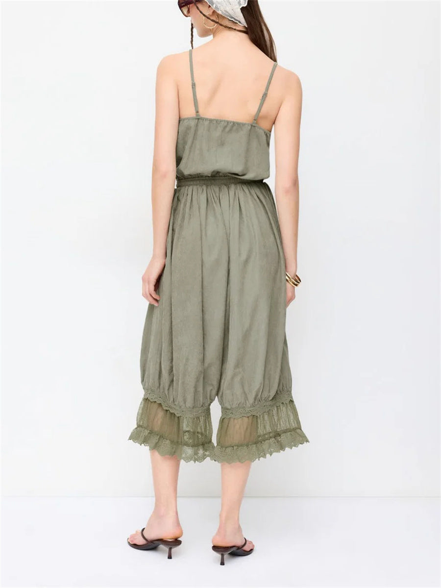 Women's Lace Camisole Jumpsuit with Cropped Trousers