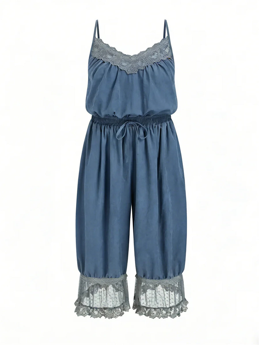 Women's Lace Camisole Jumpsuit with Cropped Trousers