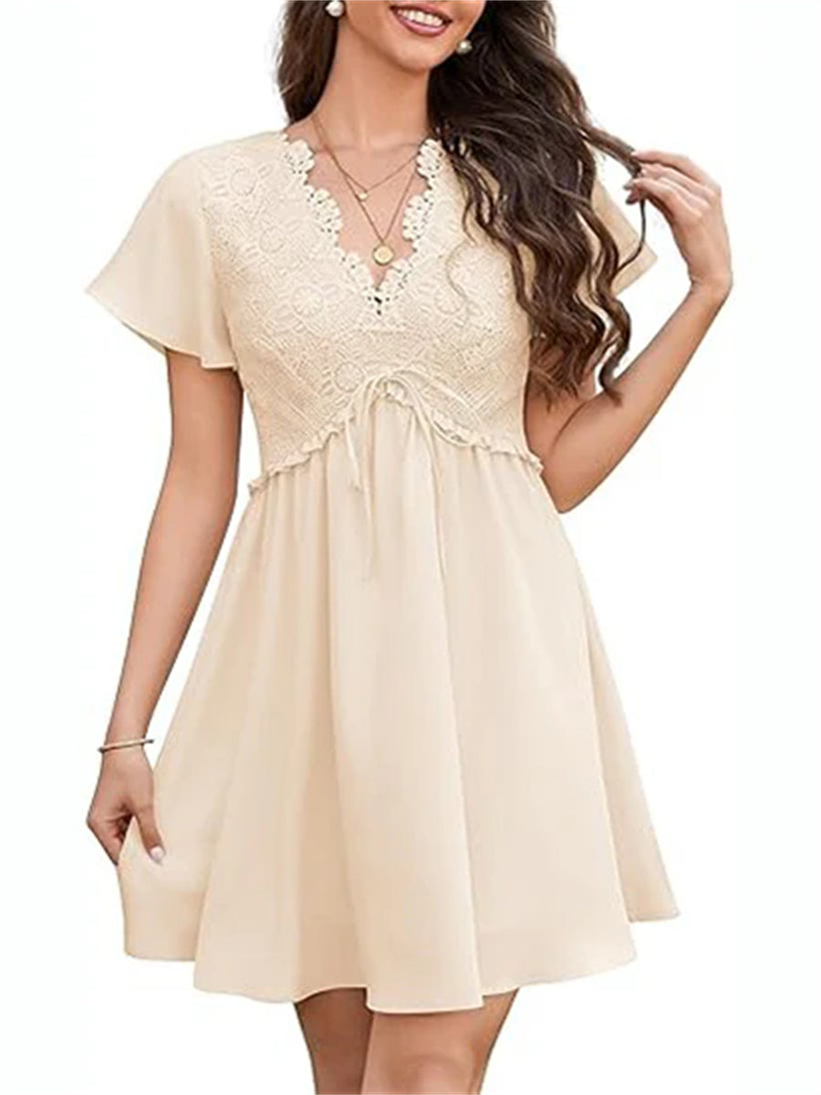 Women's Floral Lace Boho Mini Dress