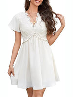 Women's Floral Lace Boho Mini Dress