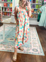 Women's Square Neck Floral Midi Dress