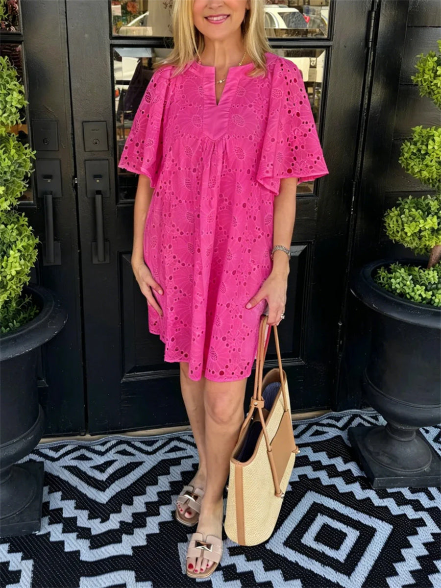 Women's Sunflower Eyelet Shift Dress
