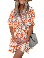 Women's Boho Print Button Front Babydoll Dress