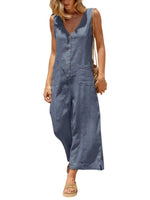 Women's Loose Fit Sleeveless Wide Leg Overalls