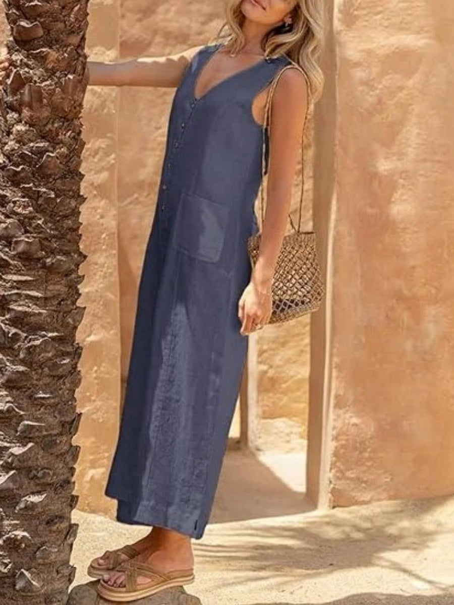 Women's Loose Fit Sleeveless Wide Leg Overalls