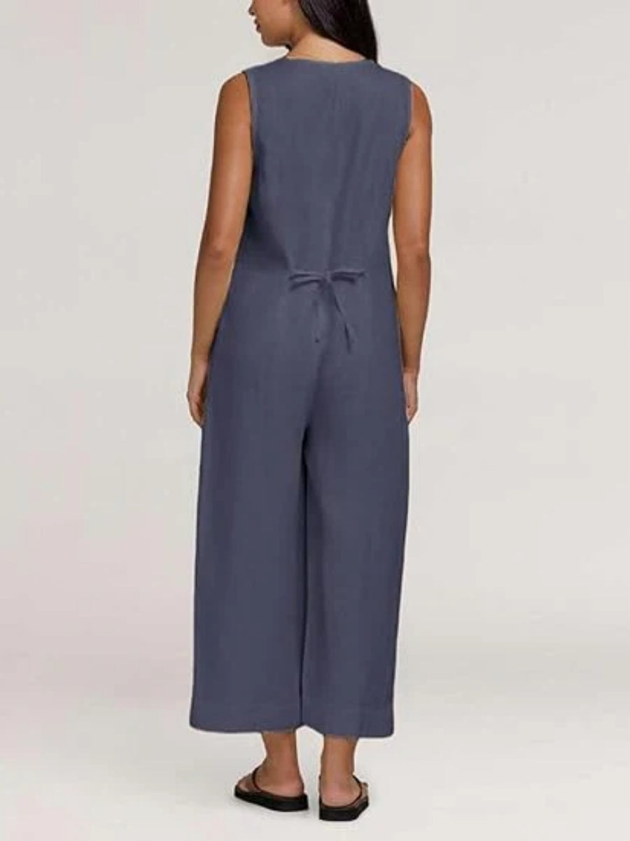 Women's Loose Fit Sleeveless Wide Leg Overalls