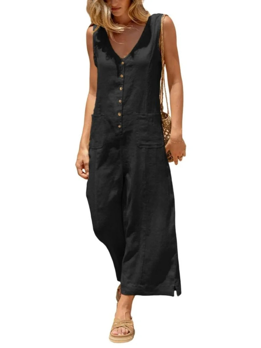 Women's Loose Fit Sleeveless Wide Leg Overalls