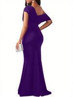 Women's Elegant Sleeveless Off Shoulder Bodycon Long Formal Party Evening Dress