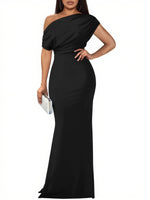 Women's Elegant Sleeveless Off Shoulder Bodycon Long Formal Party Evening Dress
