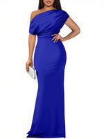 Women's Elegant Sleeveless Off Shoulder Bodycon Long Formal Party Evening Dress