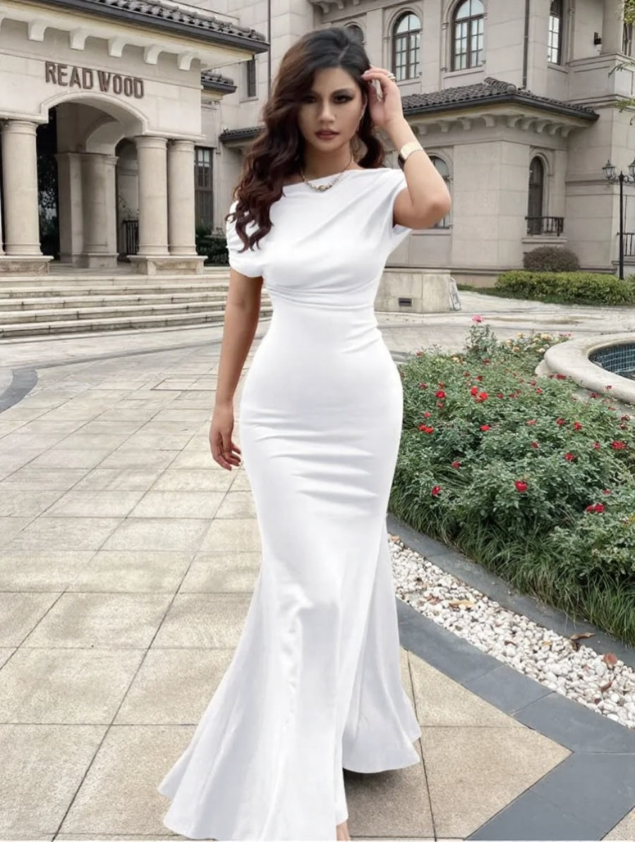 Women's Elegant Sleeveless Off Shoulder Bodycon Long Formal Party Evening Dress