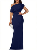 Women's Elegant Sleeveless Off Shoulder Bodycon Long Formal Party Evening Dress