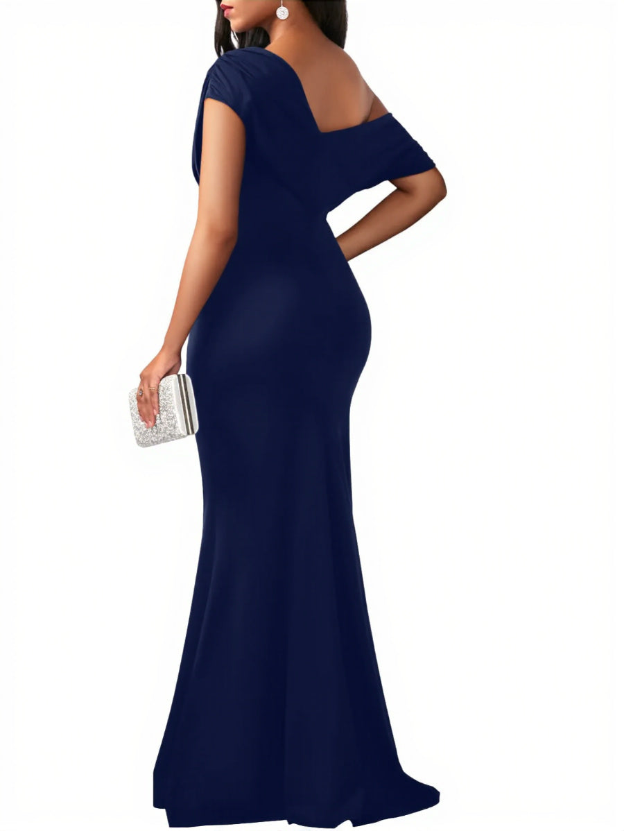 Women's Elegant Sleeveless Off Shoulder Bodycon Long Formal Party Evening Dress