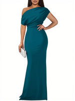 Women's Elegant Sleeveless Off Shoulder Bodycon Long Formal Party Evening Dress