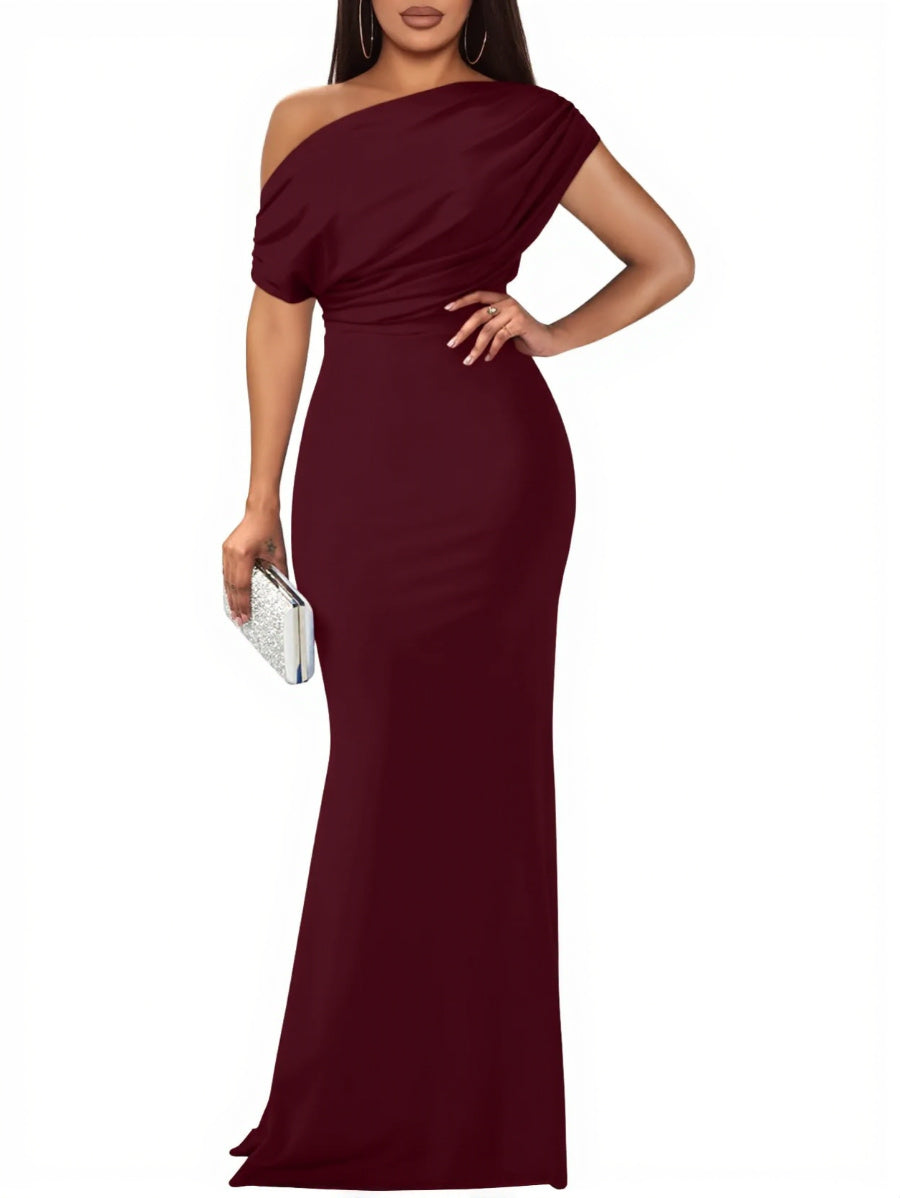 Women's Elegant Sleeveless Off Shoulder Bodycon Long Formal Party Evening Dress