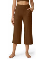 Women's Wide Leg Cropped Capri Leggings Pants with Pockets