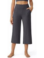 Women's Wide Leg Cropped Capri Leggings Pants with Pockets
