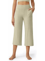 Women's Wide Leg Cropped Capri Leggings Pants with Pockets