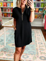 Women's Casual-Chic Half-Zip Textured Dress