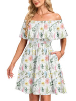 Women's Flow Printed Off-Shoulder Dress