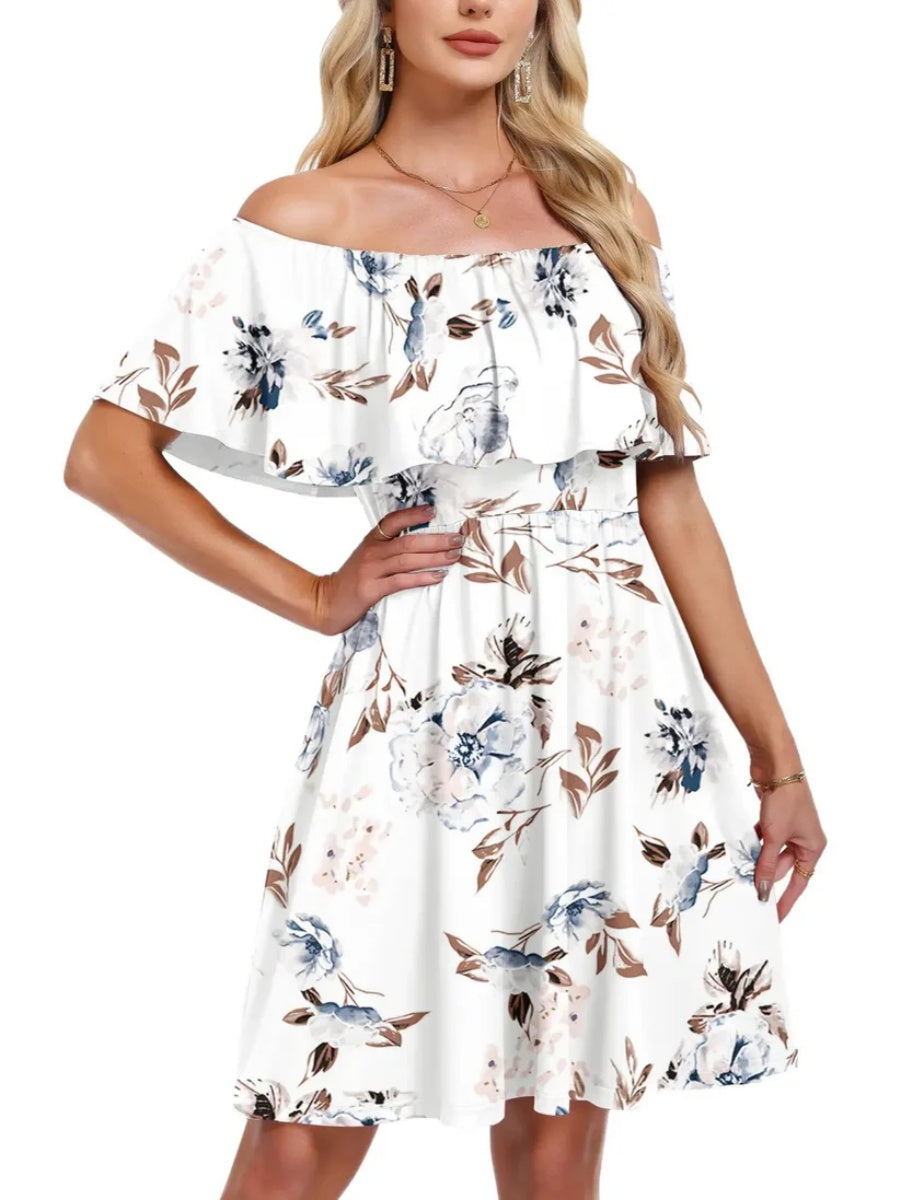 Women's Flow Printed Off-Shoulder Dress