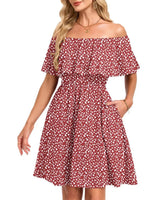 Women's Flow Printed Off-Shoulder Dress