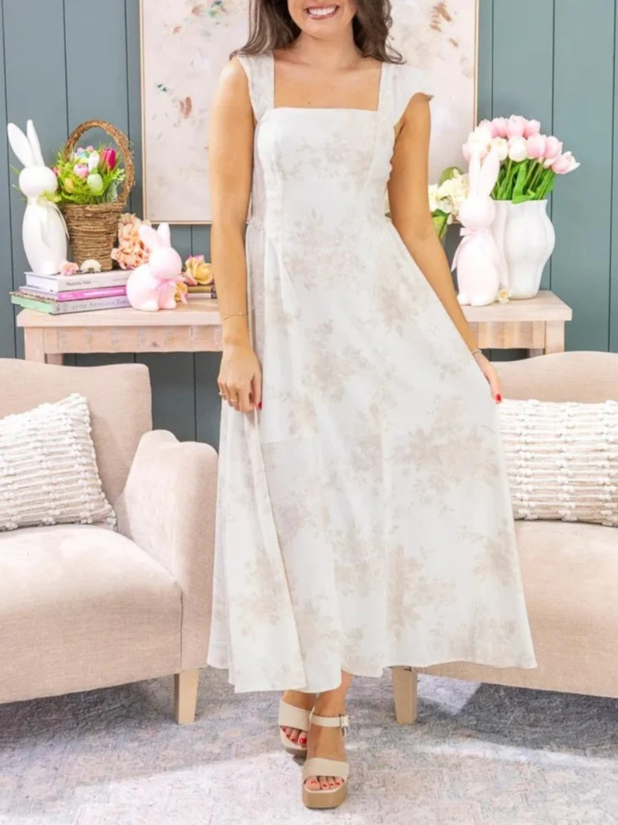 Women's Soft Floral Print Casual Midi Dress