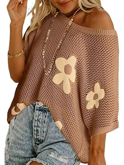 Summer 2026 Short Sleeve Floral Crochet Tops
