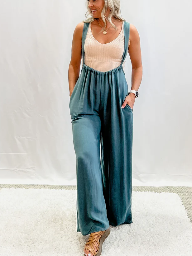 Soft Loose Solid Color Wide Leg Jumpsuit