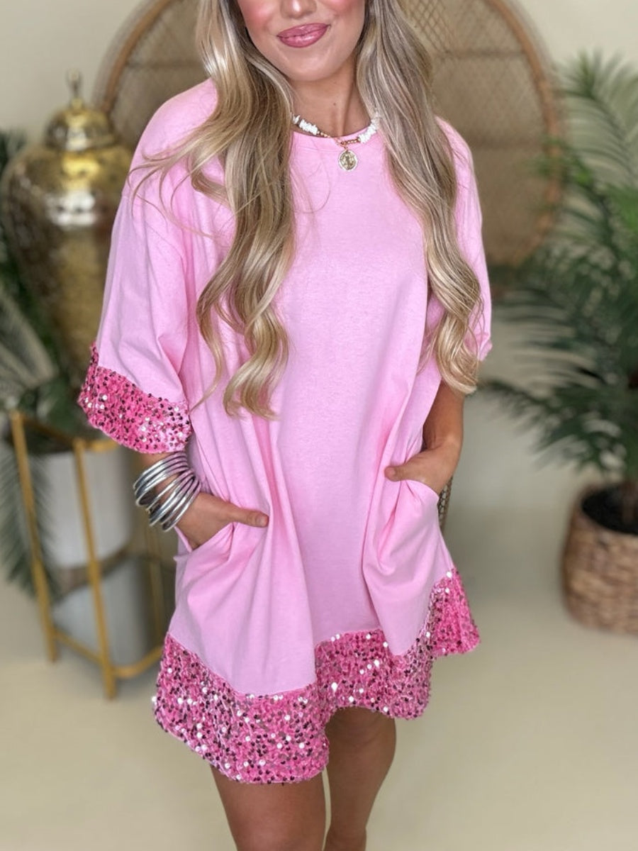 Women's Sequin-Detailed Jersey T-Shirt Dress