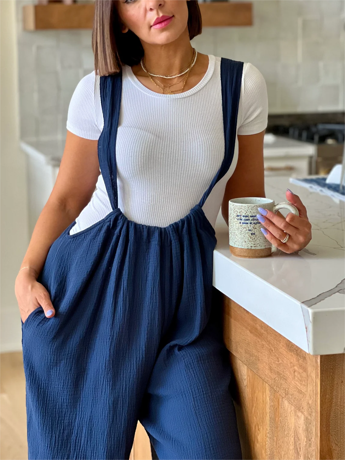 Soft Loose Solid Color Wide Leg Jumpsuit