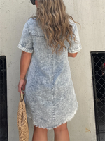 Women's Washed Short Sleeve Shirt Short Skirt