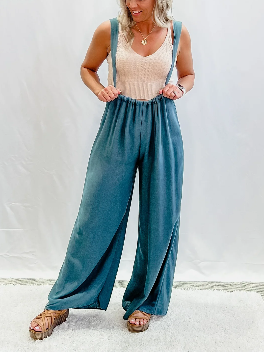 Soft Loose Solid Color Wide Leg Jumpsuit