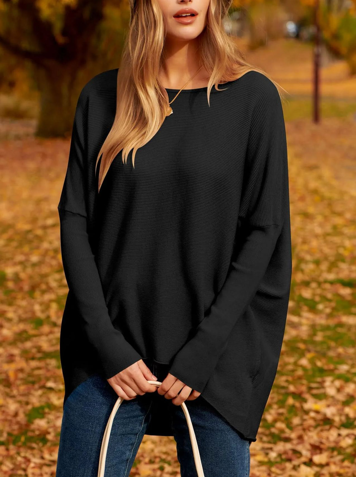 Women's Dolman Sleeve Knitted Pullover Sweater