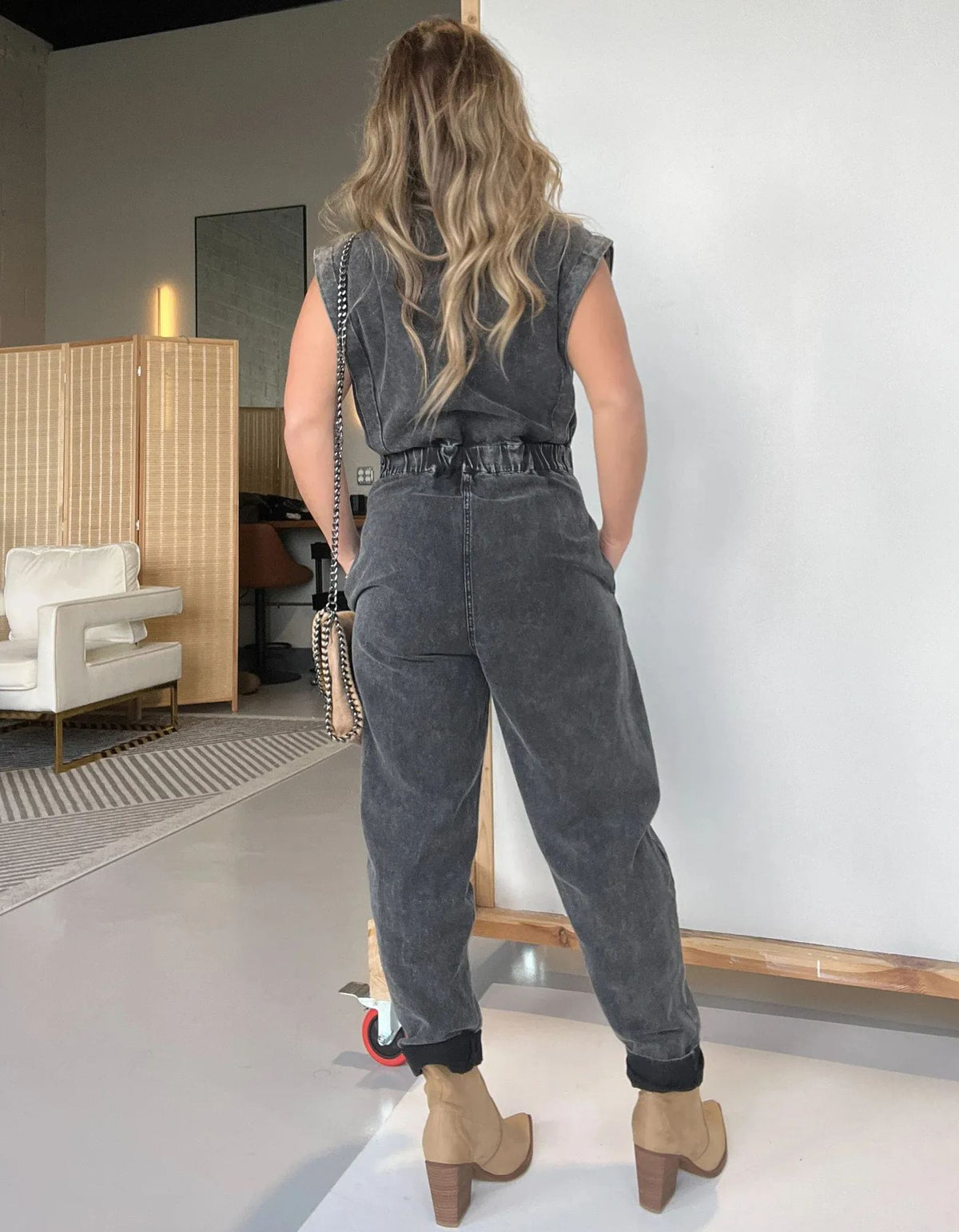 Lightweight Jumpsuit with Cinched Waist and Pockets