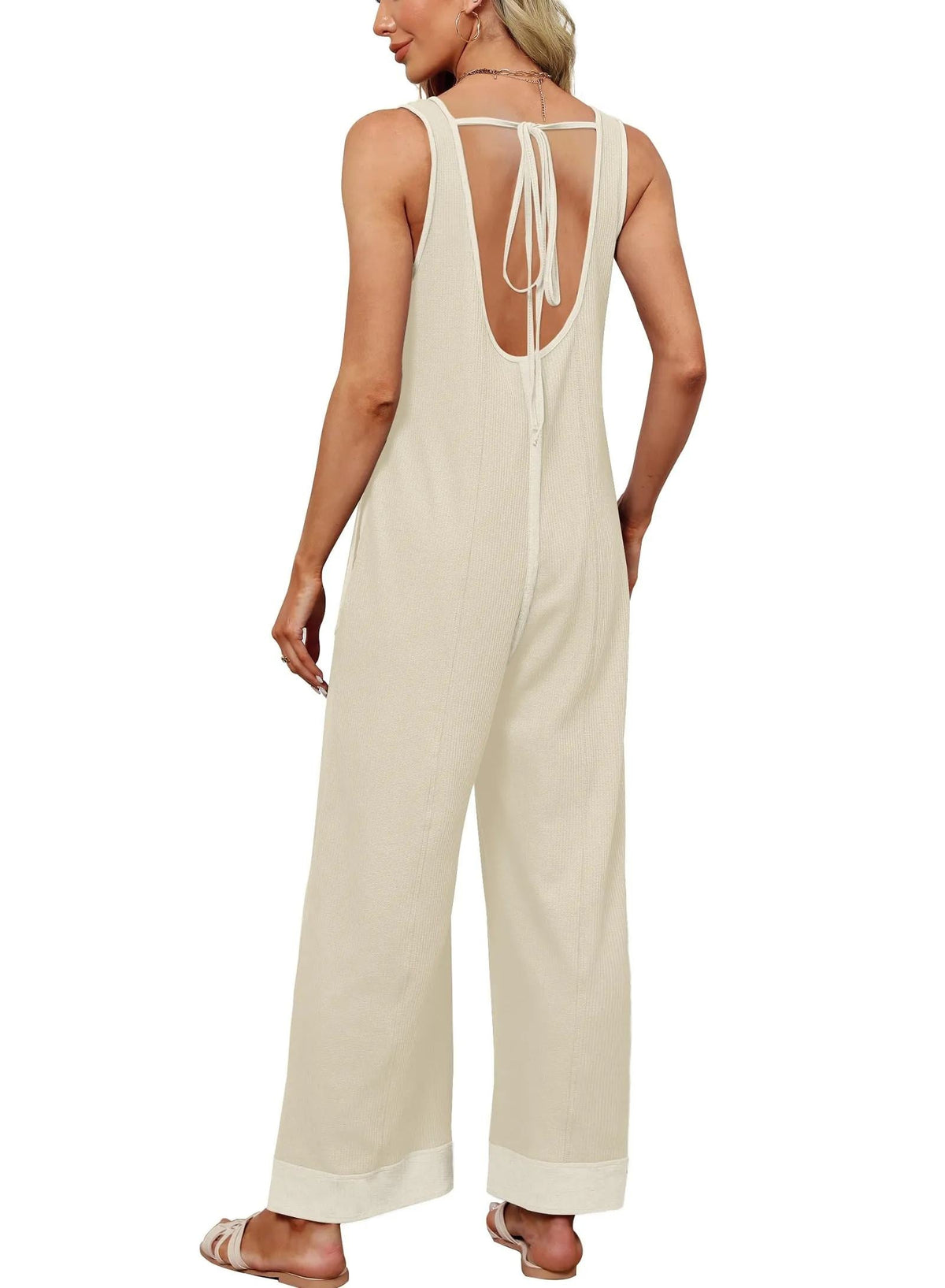 Women's Waffle Knit Wide Leg Jumpsuits