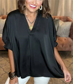 Classic Silk Satin V-Neck Shirt