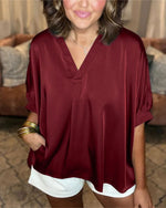 Classic Silk Satin V-Neck Shirt
