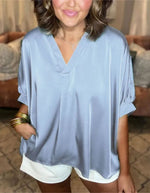 Classic Silk Satin V-Neck Shirt