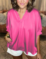 Classic Silk Satin V-Neck Shirt