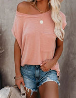 Summer Solid Color Round Neck Short Sleeve T-shirt