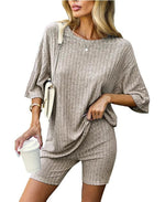 Women's Ribbed Summer Two Piece Lounge Set