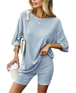 Women's Ribbed Summer Two Piece Lounge Set